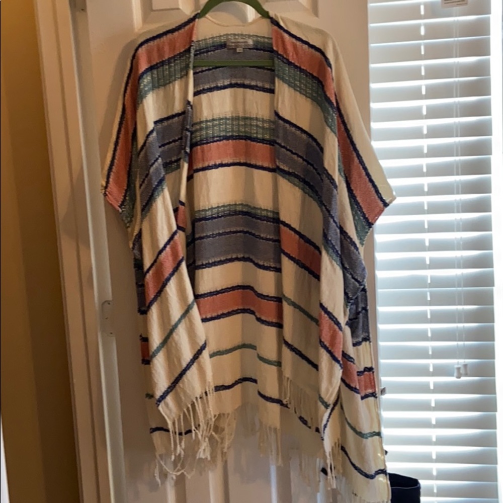 Striped linen kimono